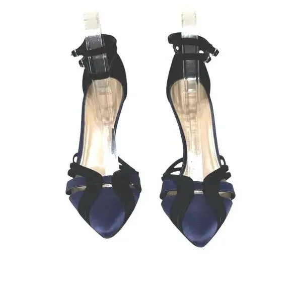 J. Crew Navy and Black Strappy Pointed-Toe Stiletto Heels - Picture 3 of 13